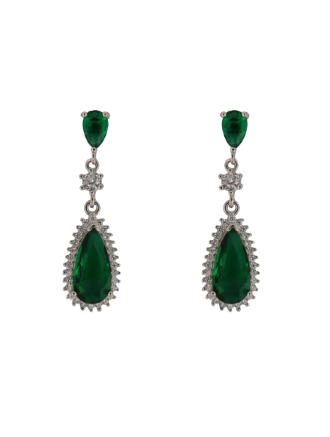 Pendientes Plata Mujer PPEN2161/V Colgante Circonitas Verdes