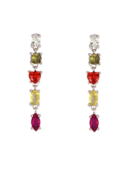 Pendientes Plata Mujer PPEN2162 Colgante Circonitas Multicolor