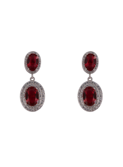 Pendientes Plata Mujer PPEN2170/R Colgante Circonitas Rojas