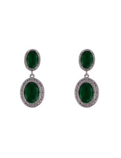 Pendientes Plata Mujer PPEN2170/V Colgante Circonitas Verdes