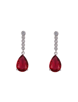 Pendientes Plata Mujer PPEN2171/R Colgante Circonitas Rojas