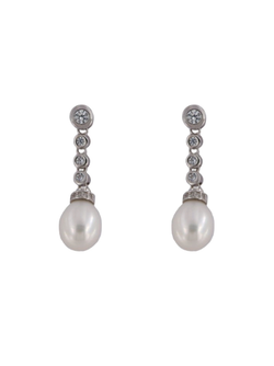 Pendientes Plata Mujer PPEN2176 Colgante Perla Circonitas