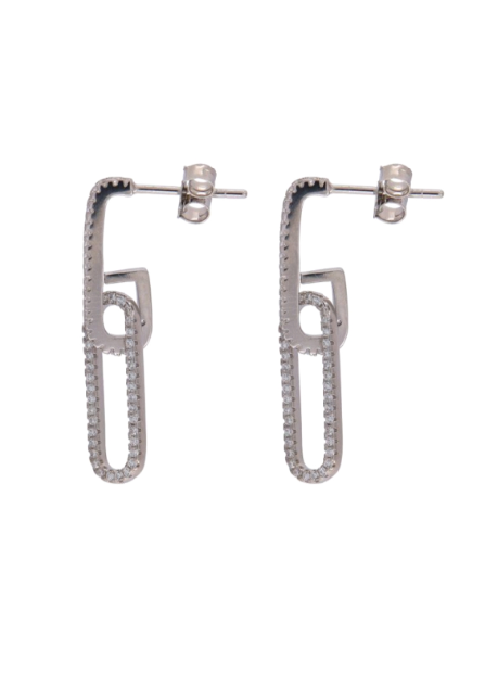 Pendientes Plata Mujer PPEN2181 Colgante Óvalo Circonitas
