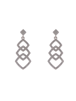 Pendientes Plata Mujer PPEN2184 Colgante Cuadrados Circonitas