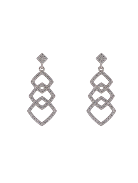Pendientes Plata Mujer PPEN2184 Colgante Cuadrados Circonitas