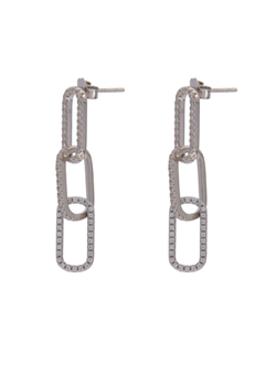 Pendientes Plata Mujer PPEN2185 Colgante Eslabones Circonitas