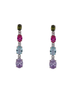 Pendientes Plata Mujer PPEN2188 Circonitas Multicolor