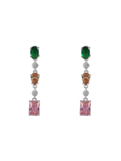 Pendientes Plata Mujer PPEN2193 Colgante Circonitas Multicolor