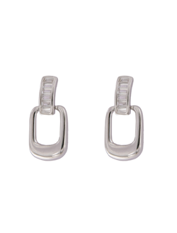 Pendientes Plata Mujer PPEN2242 Circonitas Colgante Rectangular