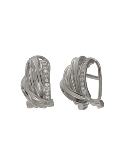 Pendientes Plata Mujer PPOM14 Bandas Cruzadas Circonitas