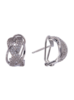 Pendientes Plata Mujer PPOM27 Bandas Cruzadas Circonitas