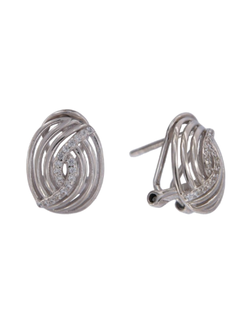 Pendientes Plata Mujer PPOM28 Bandas Cruzadas Circonitas