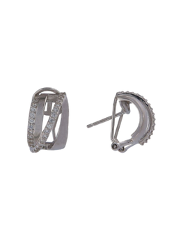 Pendientes Plata Mujer PPOM30 Bandas Cruzadas Circonitas