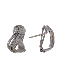 Pendientes Plata Mujer PPOM31 Bandas Cruzadas Circonitas