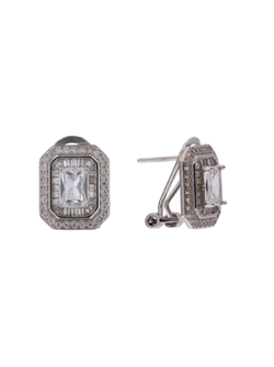 Pendientes Plata Mujer PPOM33 Circonita Rectangular