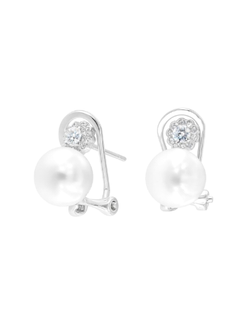 Pendientes Plata Mujer PPOM39 Perla Circonitas