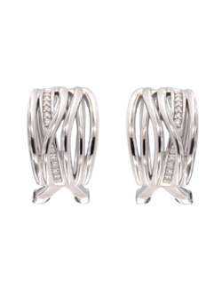 Pendientes Plata Mujer PPOM40 Bandas Cruzadas Circonitas