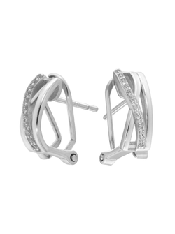 Pendientes Plata Mujer PPOM44 Bandas Cruzadas Circonitas