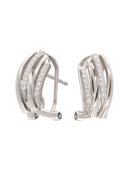 Pendientes Plata Mujer PPOM48 Bandas Cruzadas Circonitas