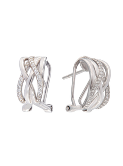 Pendientes Plata Mujer PPOM50 Bandas Cruzadas Circonitas