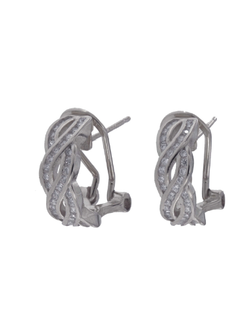 Pendientes Plata Mujer PPOM7 Bandas Entrelazadas Circonitas