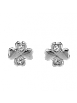 Pendientes Plata Mujer PPR 285 Trébol Circonitas
