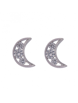 Pendientes Plata Mujer PPR 289 Media Luna Circonitas