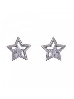 Pendientes Plata Mujer PPR 323 Estrellas Circonitas