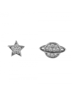 Pendientes Plata Mujer PPR 328 Saturno & Estrella Circonitas