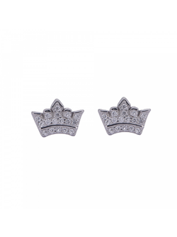 Pendientes Plata Mujer PPR 372 Corona Circonitas