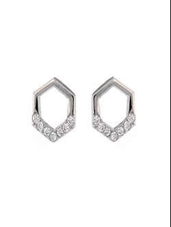 Pendientes Plata Mujer PPR 398 Hexágonos Circonitas