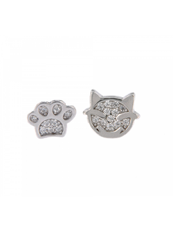 Pendientes Plata Mujer PPR 418 Gato & Huella Circonitas