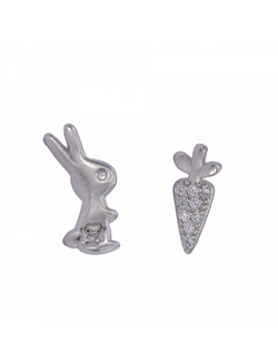 Pendientes Plata Mujer PPR 425 Conejo & Zanahoria Circonitas