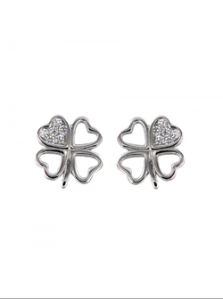 Pendientes Plata Mujer PPR 434 Trébol Calado Circonitas