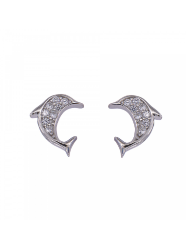 Pendientes Plata Mujer PPR 446 Delfines Circonitas