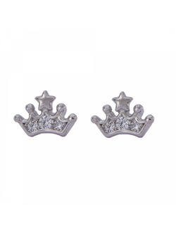 Pendientes Plata Mujer PPR 450 Corona Circonitas
