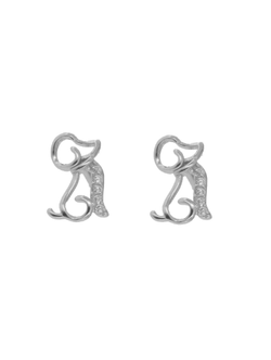 Pendientes Plata Mujer PPR 504 Perro C. Corazón Circonitas