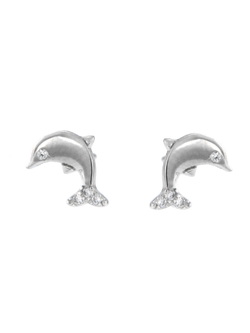 Pendientes Plata Mujer PPR 516 Delfines Circonitas