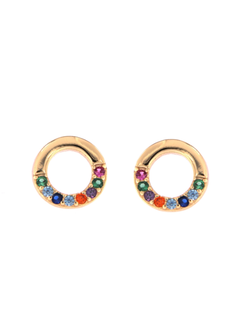 Pendientes Plata Mujer PPR 520/C Círculo Circonitas Multicolor