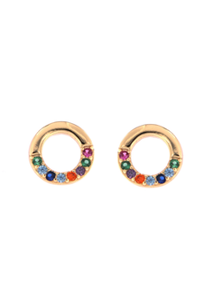 Pendientes Plata Mujer PPR 520/C Círculo Circonitas Multicolor