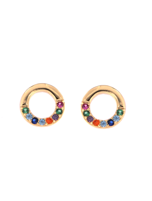 Pendientes Plata Mujer PPR 520/C Círculo Circonitas Multicolor