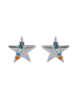 Pendientes Plata Mujer PPR 522 Estrella Circonitas multicolor