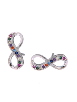 Pendientes Plata Mujer PPR 526 Infinito Circonitas Multicolor