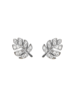 Pendientes Plata Mujer PPR 528 Hoja Circonitas