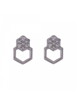 Pendientes Plata Mujer PPR 530 Hexágonos Circonitas