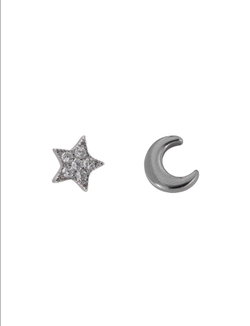 Pendientes Plata Mujer PPR 535 Luna & Estrella Circonitas