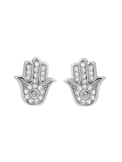 Pendientes Plata Mujer PPR 536 Mano Fátima Circonitas