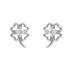 Pendientes Plata Mujer PPR 576 Trébol Calado Circonitas