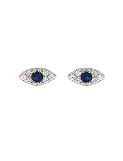 Pendientes Plata Mujer PPR 577 Ojo Turco Circonitas Azules Bicolor Blancas