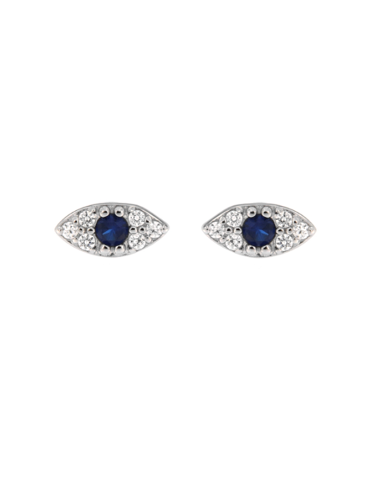 Pendientes Plata Mujer PPR 577 Ojo Turco Circonitas Azules Bicolor Blancas
